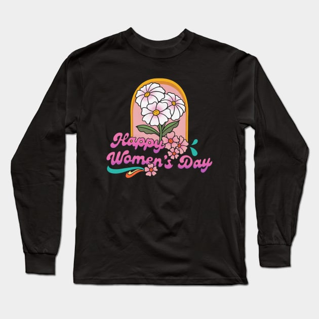 Happy Women's Day Long Sleeve T-Shirt by Kittoable